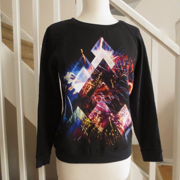 Galaxy Abstract Geometric Psychedelic Graphic Print Crew Neck Sweatshirt Sweater - Picture 6 of 6